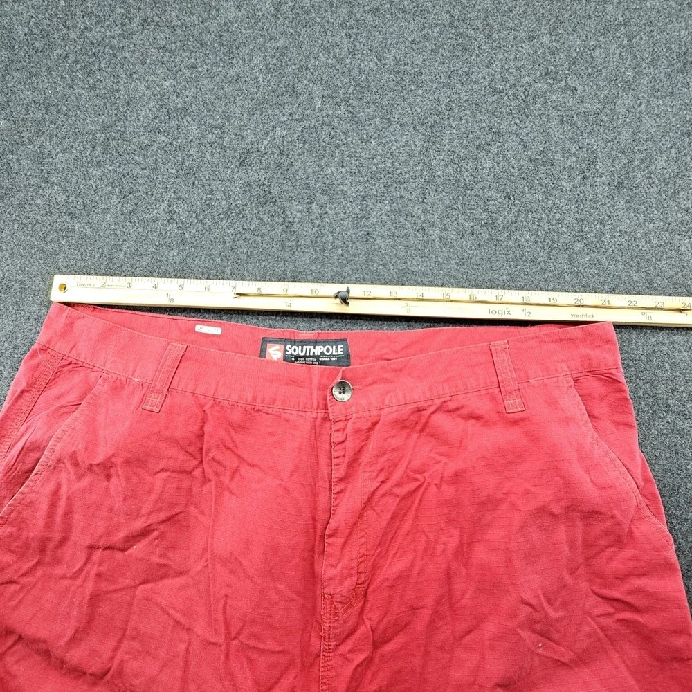 Vintage South Pole Cargo Shorts Mens sz 42 Red Ripstop Hip Hop Streetwear Baggy